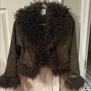 Le Lis Olive Faux Fur Teddy Jacket